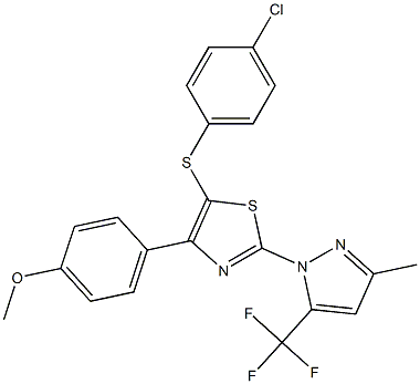 4-{5-[(4-chlorophenyl)sulfanyl]-2-[3-methyl-5-(trifluoromethyl)-1H-pyrazol-1-yl]-1,3-thiazol-4-yl}phenyl methyl ether 结构式