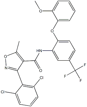 N4-[2-(2-methoxyphenoxy)-5-(trifluoromethyl)phenyl]-3-(2,6-dichlorophenyl)-5-methylisoxazole-4-carboxamide 结构式