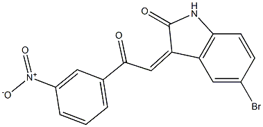 5-bromo-3-[2-(3-nitrophenyl)-2-oxoethylidene]indolin-2-one 结构式