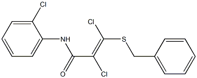 (E)-3-(benzylsulfanyl)-2,3-dichloro-N-(2-chlorophenyl)-2-propenamide 结构式