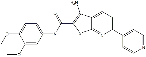 3-amino-N-(3,4-dimethoxyphenyl)-6-(4-pyridinyl)thieno[2,3-b]pyridine-2-carboxamide 结构式