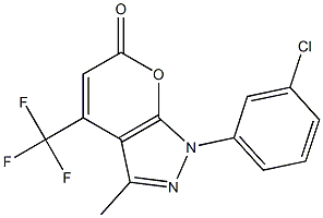 1-(3-chlorophenyl)-3-methyl-4-(trifluoromethyl)-1,6-dihydropyrano[2,3-c]pyrazol-6-one 结构式