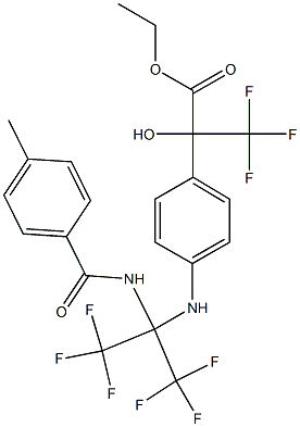 ethyl 3,3,3-trifluoro-2-hydroxy-2-(4-{[2,2,2-trifluoro-1-[(4-methylbenzoyl)amino]-1-(trifluoromethyl)ethyl]amino}phenyl)propanoate 结构式