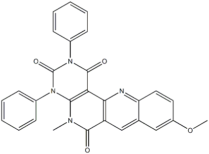 9-methoxy-5-methyl-2,4-diphenyl-1,2,3,4,5,6-hexahydrobenzo[b]pyrimido[4,5-h][1,6]naphthyridine-1,3,6-trione 结构式