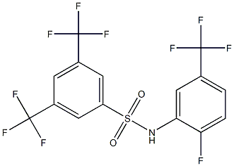 N1-[2-fluoro-5-(trifluoromethyl)phenyl]-3,5-di(trifluoromethyl)benzene-1-sulfonamide 结构式