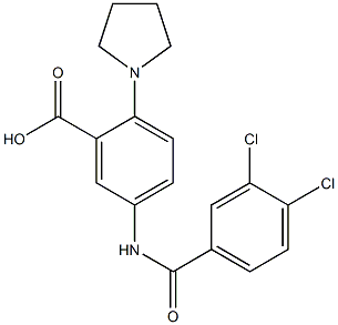 5-[(3,4-dichlorobenzoyl)amino]-2-tetrahydro-1H-pyrrol-1-ylbenzoic acid 结构式