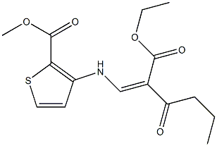 methyl 3-{[2-(ethoxycarbonyl)-3-oxohex-1-enyl]amino}thiophene-2-carboxylate 结构式