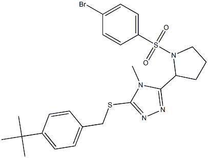3-{1-[(4-bromophenyl)sulfonyl]-2-pyrrolidinyl}-5-{[4-(tert-butyl)benzyl]sulfanyl}-4-methyl-4H-1,2,4-triazole 结构式