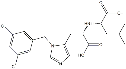 (2S)-2-[[(1S)-1-carboxy-2-[3-[(3,5-dichlorophenyl)methyl]imidazol-4-yl]ethyl]amino]-4-methyl-pentanoic acid 结构式