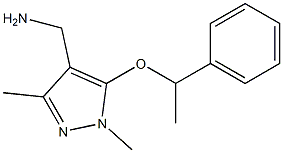 [1,3-dimethyl-5-(1-phenylethoxy)-1H-pyrazol-4-yl]methanamine 结构式