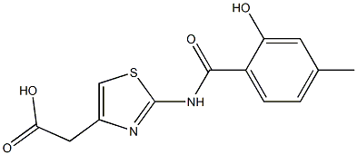 {2-[(2-hydroxy-4-methylbenzoyl)amino]-1,3-thiazol-4-yl}acetic acid 结构式