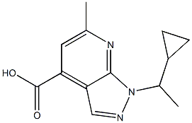 1-(1-cyclopropylethyl)-6-methyl-1H-pyrazolo[3,4-b]pyridine-4-carboxylic acid 结构式