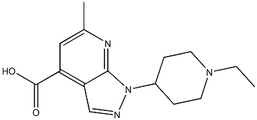 1-(1-ethylpiperidin-4-yl)-6-methyl-1H-pyrazolo[3,4-b]pyridine-4-carboxylic acid 结构式