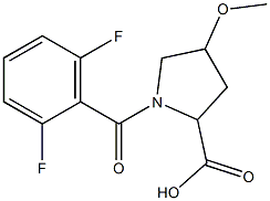 1-(2,6-difluorobenzoyl)-4-methoxypyrrolidine-2-carboxylic acid 结构式