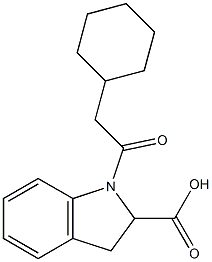 1-(2-cyclohexylacetyl)-2,3-dihydro-1H-indole-2-carboxylic acid 结构式