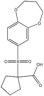 1-(3,4-dihydro-2H-1,5-benzodioxepin-7-ylsulfonyl)cyclopentanecarboxylic acid 结构式