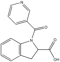 1-(pyridin-3-ylcarbonyl)-2,3-dihydro-1H-indole-2-carboxylic acid 结构式