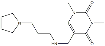 1,3-dimethyl-5-({[3-(pyrrolidin-1-yl)propyl]amino}methyl)-1,2,3,4-tetrahydropyrimidine-2,4-dione 结构式