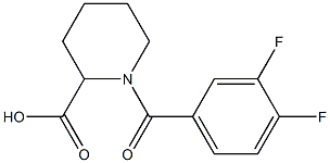 1-[(3,4-difluorophenyl)carbonyl]piperidine-2-carboxylic acid 结构式