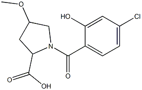 1-[(4-chloro-2-hydroxyphenyl)carbonyl]-4-methoxypyrrolidine-2-carboxylic acid 结构式