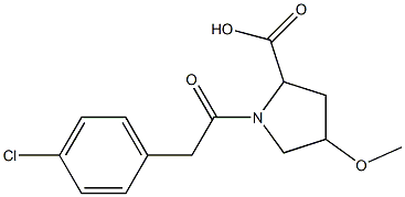 1-[(4-chlorophenyl)acetyl]-4-methoxypyrrolidine-2-carboxylic acid 结构式