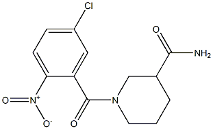 1-[(5-chloro-2-nitrophenyl)carbonyl]piperidine-3-carboxamide 结构式