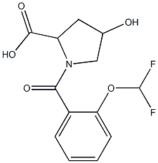 1-{[2-(difluoromethoxy)phenyl]carbonyl}-4-hydroxypyrrolidine-2-carboxylic acid 结构式