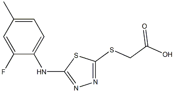 2-({5-[(2-fluoro-4-methylphenyl)amino]-1,3,4-thiadiazol-2-yl}sulfanyl)acetic acid 结构式