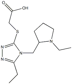 2-({5-ethyl-4-[(1-ethylpyrrolidin-2-yl)methyl]-4H-1,2,4-triazol-3-yl}sulfanyl)acetic acid 结构式
