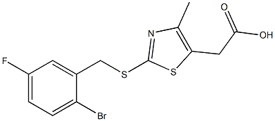 2-(2-{[(2-bromo-5-fluorophenyl)methyl]sulfanyl}-4-methyl-1,3-thiazol-5-yl)acetic acid 结构式