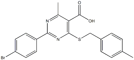 2-(4-bromophenyl)-4-methyl-6-[(4-methylbenzyl)thio]pyrimidine-5-carboxylic acid 结构式