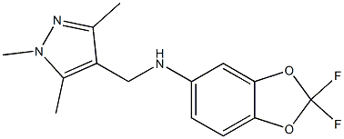 2,2-difluoro-N-[(1,3,5-trimethyl-1H-pyrazol-4-yl)methyl]-2H-1,3-benzodioxol-5-amine 结构式