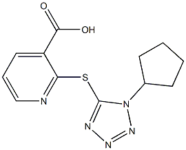 2-[(1-cyclopentyl-1H-1,2,3,4-tetrazol-5-yl)sulfanyl]pyridine-3-carboxylic acid 结构式