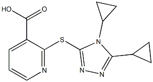 2-[(4,5-dicyclopropyl-4H-1,2,4-triazol-3-yl)sulfanyl]pyridine-3-carboxylic acid 结构式