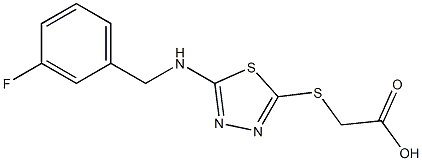 2-[(5-{[(3-fluorophenyl)methyl]amino}-1,3,4-thiadiazol-2-yl)sulfanyl]acetic acid 结构式