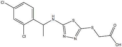 2-[(5-{[1-(2,4-dichlorophenyl)ethyl]amino}-1,3,4-thiadiazol-2-yl)sulfanyl]acetic acid 结构式