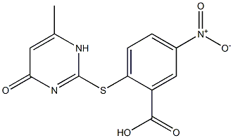 2-[(6-methyl-4-oxo-1,4-dihydropyrimidin-2-yl)sulfanyl]-5-nitrobenzoic acid 结构式