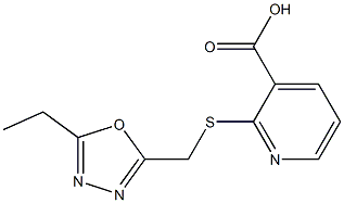 2-{[(5-ethyl-1,3,4-oxadiazol-2-yl)methyl]sulfanyl}pyridine-3-carboxylic acid 结构式