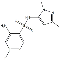 2-amino-N-(1,3-dimethyl-1H-pyrazol-5-yl)-4-fluorobenzene-1-sulfonamide 结构式