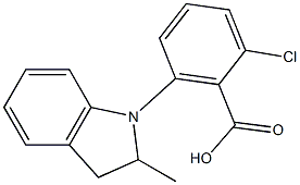 2-chloro-6-(2-methyl-2,3-dihydro-1H-indol-1-yl)benzoic acid 结构式