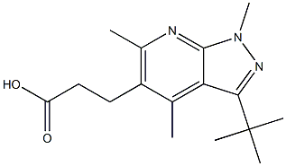 3-(3-tert-butyl-1,4,6-trimethyl-1H-pyrazolo[3,4-b]pyridin-5-yl)propanoic acid 结构式