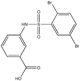 3-[(2,5-dibromobenzene)sulfonamido]benzoic acid 结构式