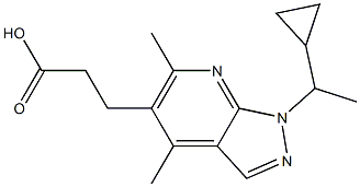3-[1-(1-cyclopropylethyl)-4,6-dimethyl-1H-pyrazolo[3,4-b]pyridin-5-yl]propanoic acid 结构式