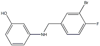 3-{[(3-bromo-4-fluorophenyl)methyl]amino}phenol 结构式