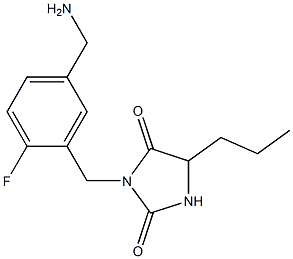 3-{[5-(aminomethyl)-2-fluorophenyl]methyl}-5-propylimidazolidine-2,4-dione 结构式