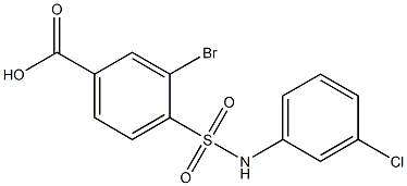 3-bromo-4-[(3-chlorophenyl)sulfamoyl]benzoic acid 结构式