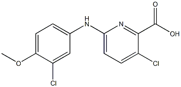 3-chloro-6-[(3-chloro-4-methoxyphenyl)amino]pyridine-2-carboxylic acid 结构式