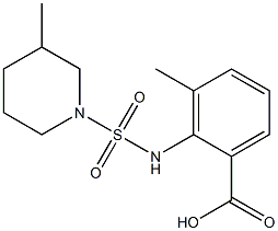 3-methyl-2-{[(3-methylpiperidine-1-)sulfonyl]amino}benzoic acid 结构式