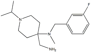 4-(aminomethyl)-N-[(3-fluorophenyl)methyl]-N-methyl-1-(propan-2-yl)piperidin-4-amine 结构式