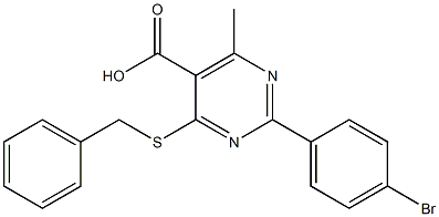 4-(benzylthio)-2-(4-bromophenyl)-6-methylpyrimidine-5-carboxylic acid 结构式